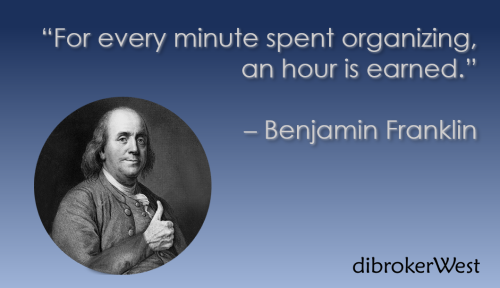 Quote from
Benjamin Franklin about being organized